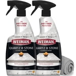 Weiman Quartz Countertop Cleaner and Polish - 24 Ounce (2 Pack w/MicroFiber Towel Included) - Clean and Shine Your Quartz Countertops Islands and Stone Surfaces with UV Protection