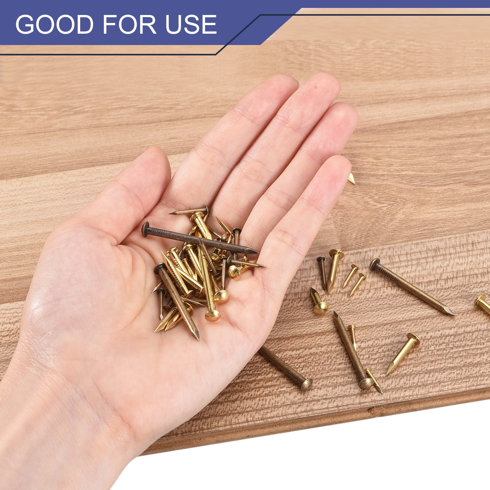 Uxcell 100-Pack Tiny Brass Nails – 1.5x25mm Round-Head, Threaded Shank For DIY Woodworking & Box Decoration
