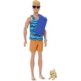 thumbnail image 2 of Barbie –Plage –Ken –Poupée blonde articulée, planche de surf, chiot, 2 of 6
