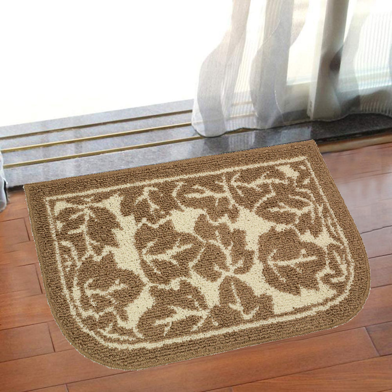 Décor Luxe Antidérapant Dos en Caoutchouc Sécurité Ultra Absorbant l'Eau Doux Durable Tissé Moelleux Tapis de Couloir Tapis de Sol Intérieur Cuisine; Design Feuilles d'Érable Taupe Ensemble de 2 Pcs