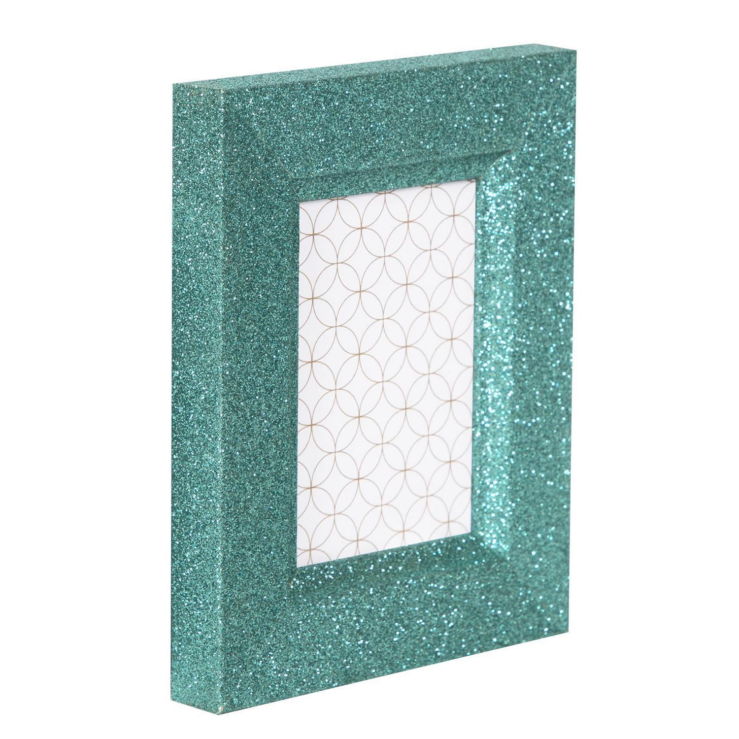 Cadre miniature scintillant avec ouverture pour photo de 6,4 x 8,9 cm bleu sarcelle
