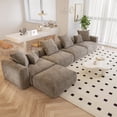 thumbnail image 2 of The Magic Home Canapé de Coin Convertible Modulable 4 Places en Velours Côtelé Brun,, 2 of 10