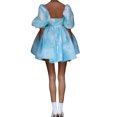 thumbnail image 3 of SAYOO Robe Femme Dos Nu Courte Princesse Robe à Bulles, Robe Mini à Manches Courtes Florale Robe Décontractée à Encolure Carrée Robe d'Été pour Femmes Robes Courtes de Rue pour Filles Robes de Plage Robes Courtes de Fée pour Adolescentes, 3 of 6