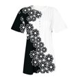 thumbnail image 5 of CEHVOM T-shirt à Manches Courtes Décontracté pour Femmes, Col Rond Imprimé, Ample, Blouse, Liquidation, 5 of 5