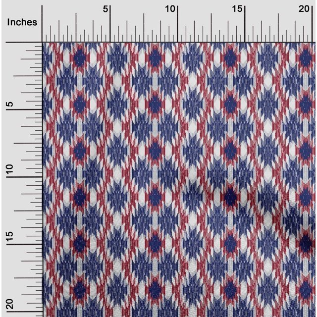 oneOone Cotton Poplin Fabric Aztec Ikat Print Fabric BTY 42 Inch Wide