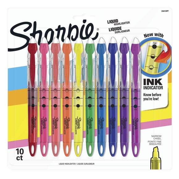 Sharpie Liquid Highlighters, Chisel Tip, Assorted Colours, 10 Count