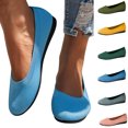 thumbnail image 5 of Womens Casual Shoes Large Size Knit Solid Color Simplicity Soft Sole Round Toe Flat Bottom Slip on Lightweight Comfortable Breathable Mesh Walking Shoes Army Green, 5 of 5
