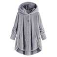 thumbnail image 1 of Winter Coat Sweatshirt for Women Plush Solid Button Long Sleeve, 1 of 9