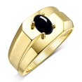 thumbnail image 3 of RYLOS Men's Rings 14K Yellow Gold Ring Classic Solitaire 7X5MM Oval Shape Gemstone Designer Band Cabochon Onyx October Birthstone Rings For Men Size 8, 3 of 7