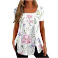 thumbnail image 1 of Birdeem Mode Femmes Été Manches Courtes Col Carré Chandail Uni Blouse Décontractée Hauts, 1 of 1