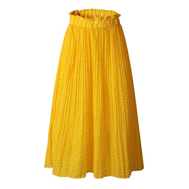 Jupes pour Femmes Mode Jupe Longue Imprimée Léopard Floral Poche Pressée Plissée Style Vêtements pour Femmes Jaune TG