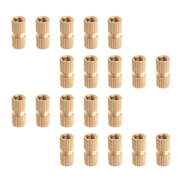 Wekity Écrous Moletés Filetage Femelle M5x7mm, 100 Pcs OD Laiton Fileté Insert Écrous d'Injection Joint Soudé Hydraulique Assortiment Kit pour Impression 3D Moulage par Injection-0621