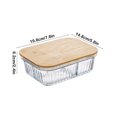 thumbnail image 3 of Dvkptbk Wooden Lid Vertical Glass Lunch Box Sealed Bento Picnic Box Microwave Heating Lunch Box Rectangular Food Container, 3 of 6