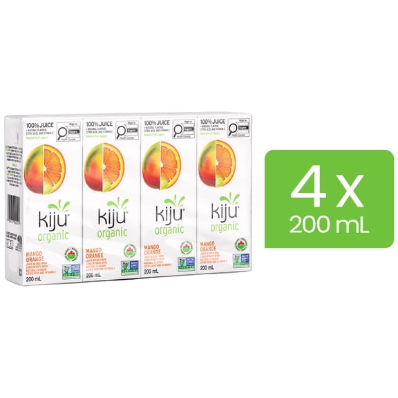 Kiju Biologique Boîtes de Jus de Fruits Mangue Orange 4 x 200 ml