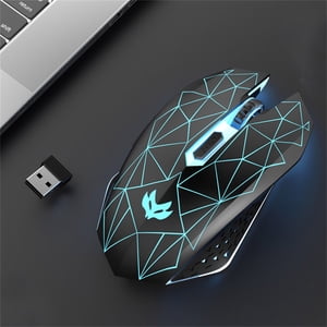EGNMCR Mouse, Gaming Mouse Rechargeable Wireless Mouse Dazzling Mouse 2.4G + 5.1 Bluetooth Mute 7 Color Breathing Lamp 3 Adjustabl Precision Level For PC Laptop Wireless mous