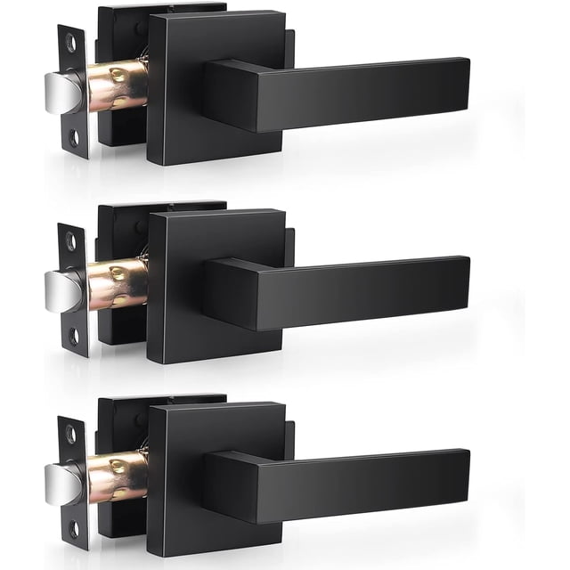 Matte Passage Door Levers Square Hall Closet Door Handles Heavy Duty Interior NonLocking Lever Sets Reversible for Right/Left Handed Door