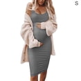 thumbnail image 1 of Robe Femme Enceinte Sans Manches Robe Courte Couleur Unie Tenue d'Été, Gris, P, 1 of 5