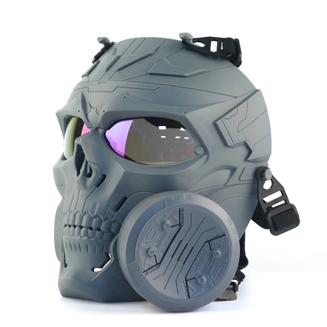 TopOne Tactical Gas Mask Full Face Single Fan Skull Covers Protective Mask for Outdoor Cs Game Masquerade Cosplay
