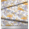 thumbnail image 2 of Soimoi Poly Georgette Fabric Camouflage Texture & Flamingo Bird Printed Fabric 1 Yard 52 Inch Wide, 2 of 3
