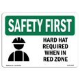 thumbnail image 1 of SignMission OS-SF-A-1218-L-10636 Premier Panneau de Sécurité OSHA de 12 x 18 Po - Chapeau Rigide Requis en Zone Rouge avec Symbole, 1 of 1