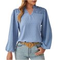thumbnail image 1 of Timegard Womens Tops Long Sleeve Ruched V-Neck Flowy Lightweight Business Blouse Dressy Casual Loose Tops, 1 of 5