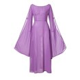 thumbnail image 4 of Yuyuzo Robe Maxi Médiévale pour Femmes Grande Taille Renaissance Vintage à Manches Évasées à Encolure Dégagée Robe de Couleur Unie, 4 of 5