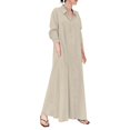 thumbnail image 2 of Bramtres Robes Maxi, Robes de Vacances, Robe Chemise Longue Décontractée pour Femme en Coton et Lin à Boutons avec Poches, Longues Robes, Robe à Manches Longues, Robes Modestes, une Robe, TTG, 2 of 4