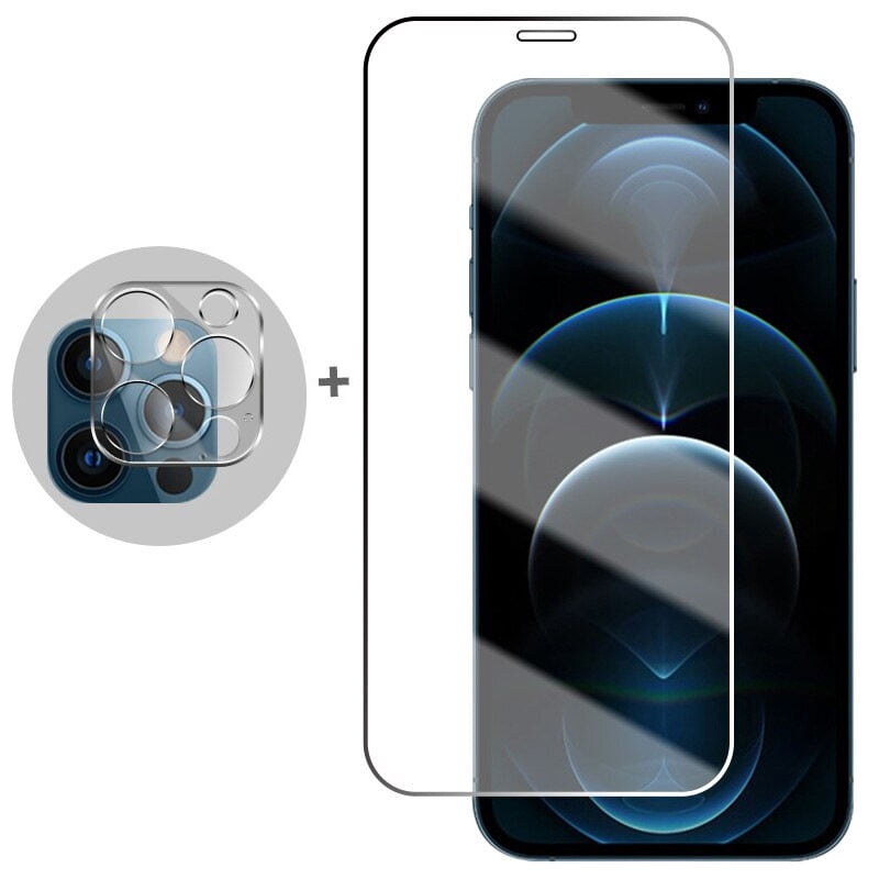  iPhone 12 Mini Screen Protector Tempered Glass Camera Lens Protector Shatterproof Full Coverage Tempered Glass Shield with Enhanced Edge
