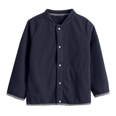 Toddler Fleece Jackets Baby Boys Girls Long Sleeve Button up Crew Neck Sweatshirts Lightweight Jackets Fall Winter Coat Outerwear Navy 110cm