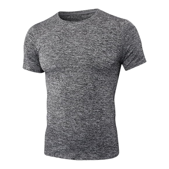 Brnmxoke Mens Quick Dry Shirt Summer Compression Muscle Fit Training Crewneck Workout Shirts Stretch Gym Bodybuilding Fitness Short Sleeve Athletic Tees Gray,S
