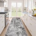thumbnail image 1 of Runner Rug Kitchen Washable Rugs: 3x10 Non-Slip Abstract Soft Modern Stain Resistant Indoor Floor Neutral Accent Throw Carpet for Hallway Bathroom Dining Room Entryway Bedroom- Black Grey, 1 of 8