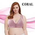 thumbnail image 1 of AherBiu Plus Size Bras for Women No Underwire Padded Front Closure Bras Solid Color Full Coverage Comfort Soft Bralette, 1 of 9