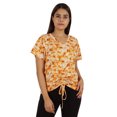 thumbnail image 1 of Moomaya T-Shirts Teinture sur Nœuds à Manches Courtes Froncées pour Femmes Col en V Décontracté en Jersey, 1 of 8