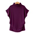 thumbnail image 5 of AMERTEER Blouse Décontractée en Coton à Manches Courtes et Col Roulé pour Femmes, Grande Taille, 5 of 5