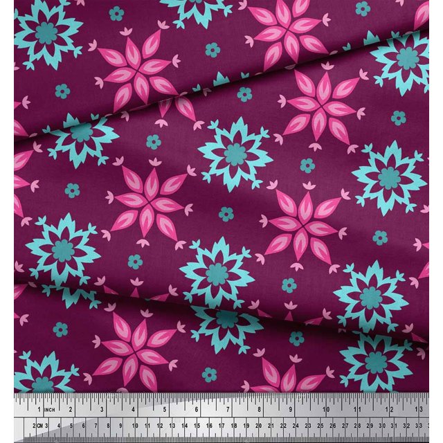 Soimoi Velvet Fabric Artistic Floral Print Sewing Fabric Yard 58 Inch Wide