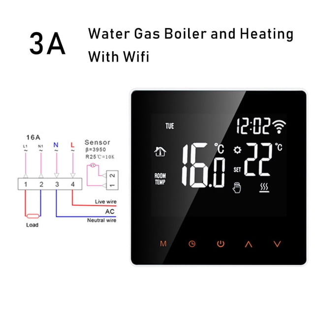 Smart Thermostat WiFi LCD Display Temperature Controller Wireless Remote Control Thermostat, 3A, WiFi