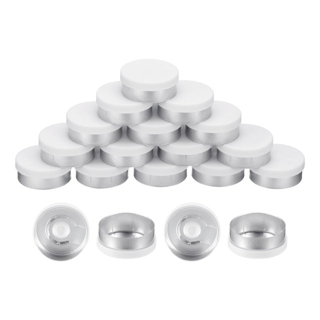 Uxcell Bouchons Rabattables 20mm 200 Pcs Sans Bavure pour Flacon en Verre Lyophilisé, Blanc/argent