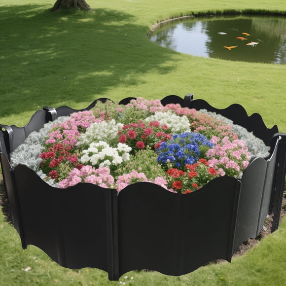 Garden Edging Fence, Usavan Plastic Decorative Lawn Border, 10 Boards 5 Stakes Easy Install Yard Edgings for Flowerbeds Borders