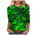 thumbnail image 1 of cfhntfmh Chemise de la Saint-Patrick pour Femmes Grande Taille Blouse Imprimée Manches 3/4 Col Rond Mode 2025, 1 of 5
