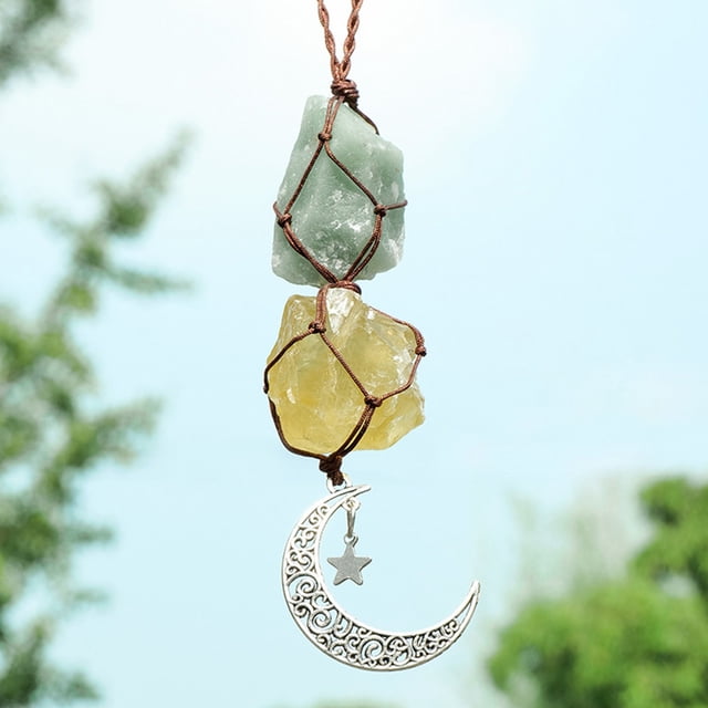 XZNGL Amethyst Crystal Stone Natural Amethyst Crystal Stone Car Pendant Star Pendant Color Weave Energy