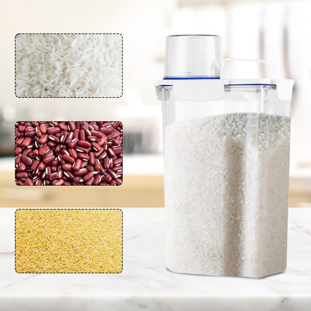 Dvkptbk Storage Jar Plastic Transparent Tank, Rice Storage Barrel, Household Food Container Grain Storage Box for Oatmeal, Grain, Cereal, Pasta, Flour Storage & Organization