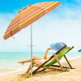 thumbnail image 1 of Gymax 6.5Ft Beach Umbrella w/ Tilt Mechanism Sand Anchor Carrying Bag Yellow + Orange, 1 of 10