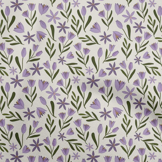 oneOone Cotton Flex Purple Fabric Floral Craft Projects Decor Fabric Printed By The Yard 40 Inch Wide