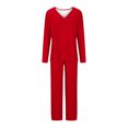 thumbnail image 3 of Timegard Ensembles de Pyjamas pour Femmes 2 Pcs Manches Longues Col en V Haut Froncé et Pantalon Automne Décontracté Doux Tenues de Pjs, 3 of 4