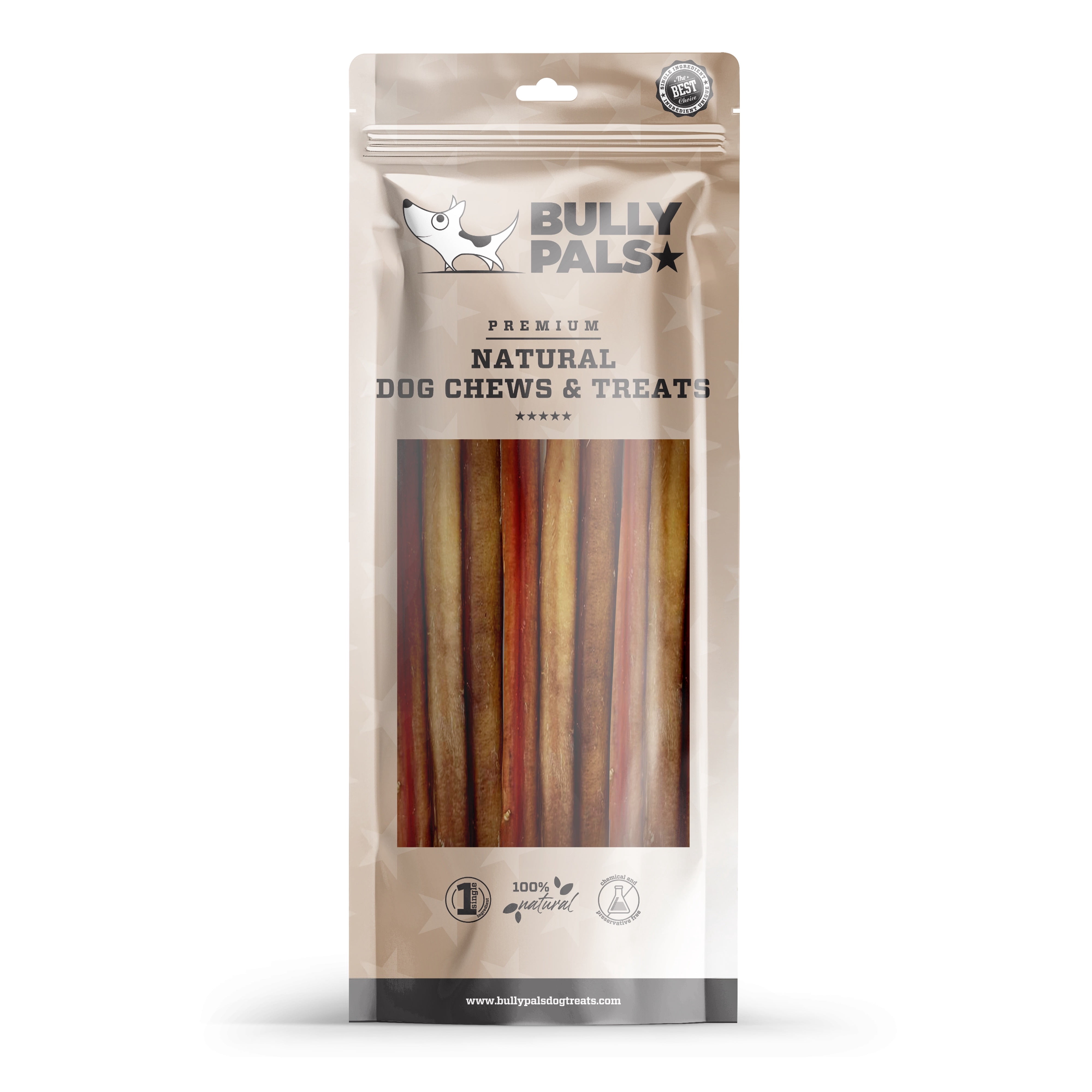 BULLY PALS - 9-11 inch Thick Bully Sticks for Medium to Large  Dogs - 10 Pack - 370 gr - All Natural, Long Lasting Healthy Dental Chews for Dogs