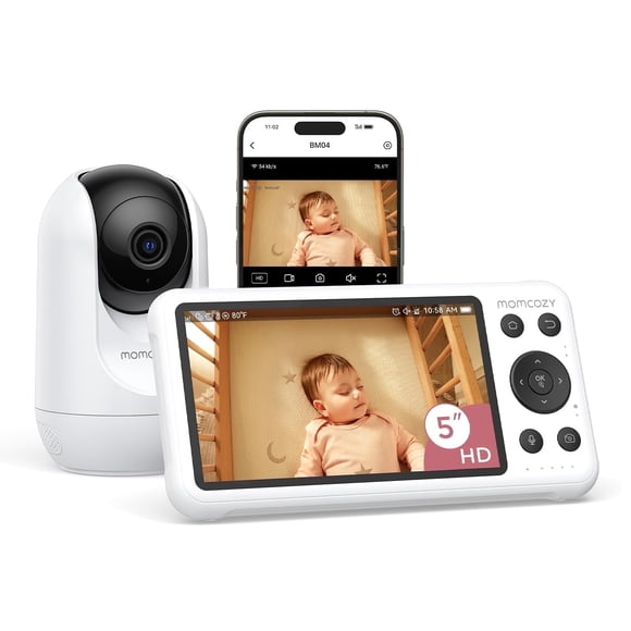 Momcozy Smart WiFi Baby Monitor, APP Control Baby Monitor with Camera & Audio, Danger Zone Alert, Motion & Cry Detection, 1080P Night Vision, 2-Way Talk, Photo & Video Recording