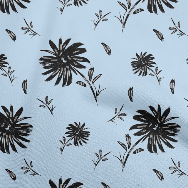 oneOone Rayon Grayish Blue Fabric Floral Craft Projects Decor Fabric Printed By The Yard 56 Inch Wide