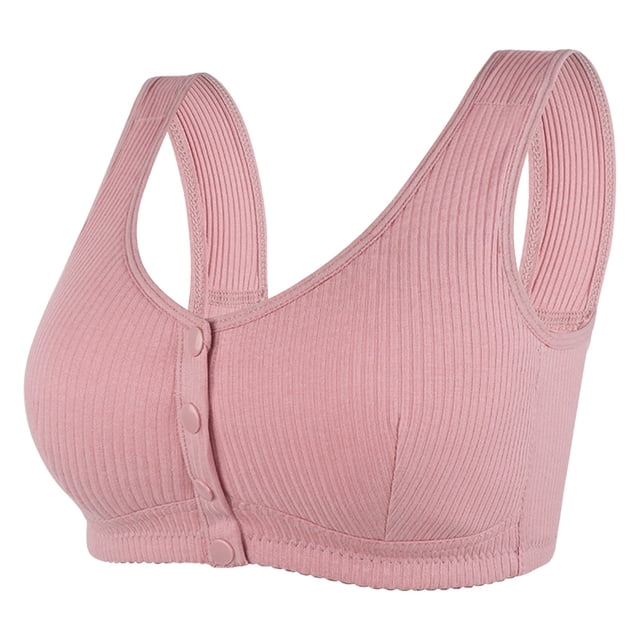 MIASHUI Front Closure Bras for Older Women Push Up Breathable Front Button Bralette Comfy Sleep Bras,Pink,48