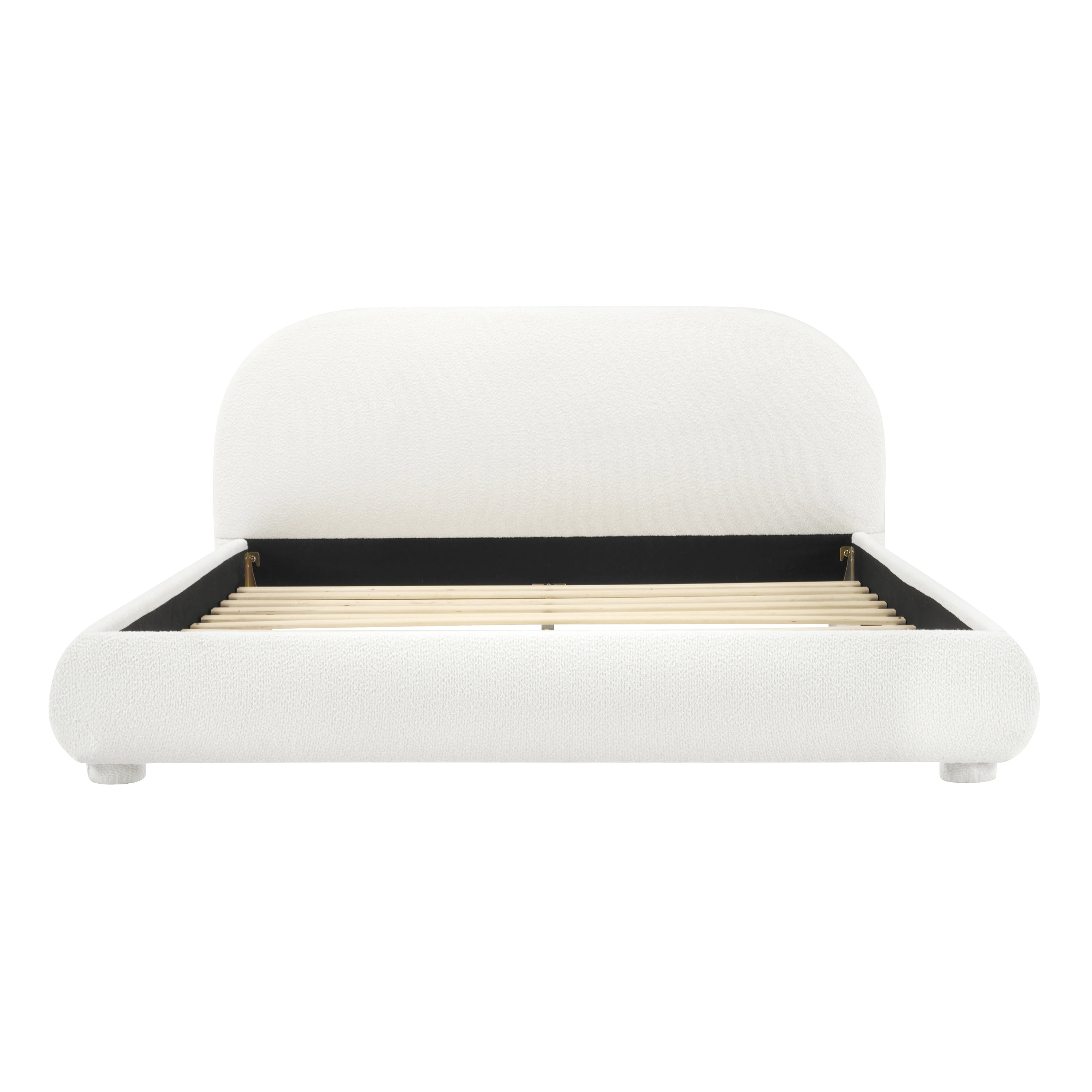 Noble House Lit rembourré Style Queen Cream, tête de lit en tissu texturé courbé avec cadre solide, blanc crémeux
