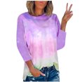 thumbnail image 1 of RKSTN Chandails pour Femmes Manches Longues Mode Hauts à Col Rond Imprimés Teinture sur Nœuds Décontractés Sortie Blouses Amples, 1 of 4